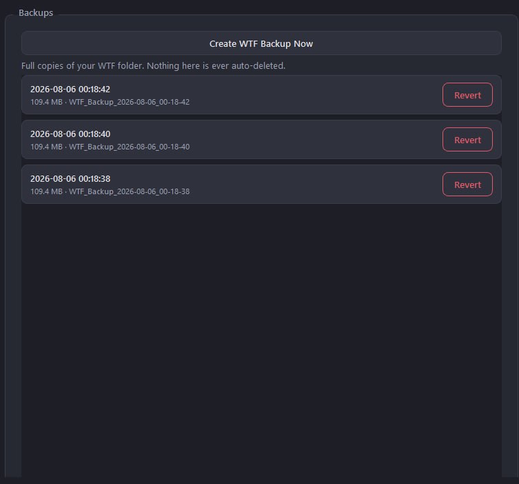 Backups and revert